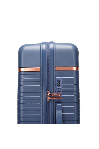 Prince Travelling Unbreakable PP Luggage Set of 3 (20/24/28”) 8 Wheels, Mobile Holder, Navy Blue + 1 Free Neck Pillow