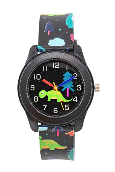 Saattino Sevimli Dinazor Figürlü Siyah Renk Çocuk Saati Analog ST-304406