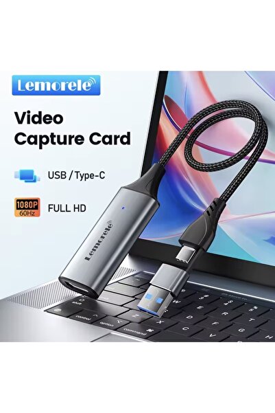 lemorele Görüntü Yakalama Kartı 1080P/60Hz HDMI Video Canlı Yayın Capture Card Usb Ve Type-C Giriş CE Lisans