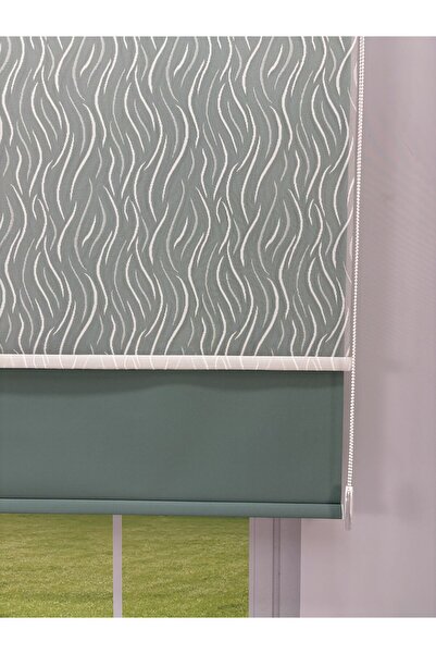 donatti perde EVA Serisi – Su Yolu Desenli Çift Mekanizmalı Petrol Yeşili Perde