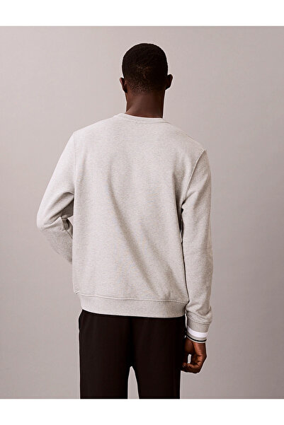 Calvin Klein Erkek Marka Logo Baskılı Bisiklet Yaka Günlük Kullanıma Uygun Uzun Kollu Şık Görünüşlü