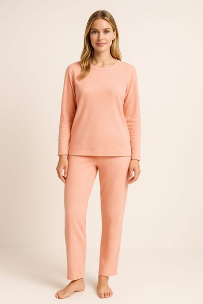 enmodaiçgiyim Yavruağzı Striped Women's Pajama Set – Long Sleeves, Comfortable Fit, Soft Fabric, Stretchy