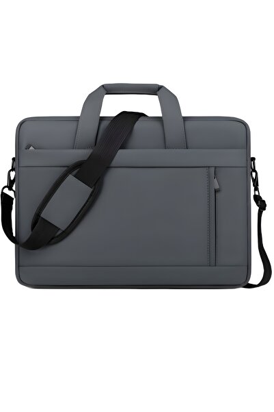 Generic Zunwei 15.6" Gray PU Leather Laptop Bag for Men – Waterproof Business Messenger Briefcase