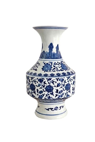 Design State Home Bleu Blanc Vazo 29 cm