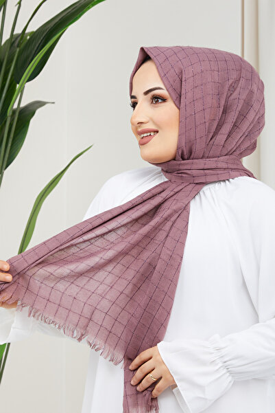 Feiza Collection Pamuklu Soft Simli Gül Kurusu Şal