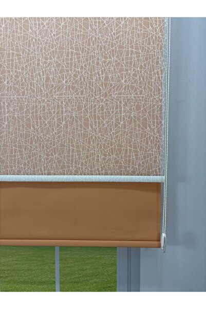 donatti perde OLYMPOS Serisi – Kırçıl Desenli Çift Mekanizmalı Beyaz Tül Turuncu Stor Perde