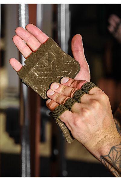 Dex Supports وسادة قبضة – وسادة يد من الجلد الحقيقي غير قابلة للانزلاق (قفازات رياضية مرنة الأصابع)