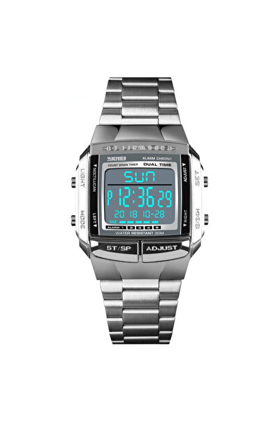 Skmei Ceas bărbătesc casual, cronograf, digital, cu alarmă LED, oțel inoxidabil