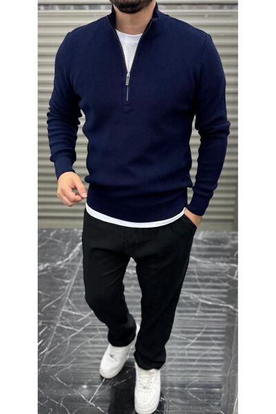 ferywear Fermuarlı Dik Yaka Triko