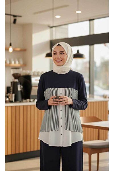 butik hira Liora Women's Hijab Shirt Detailed Two-Piece Set