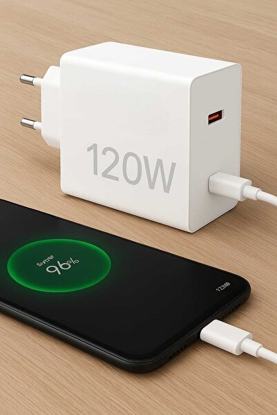 smartwhite Ultra Premium jet Hızlı 120W Hızlı Şarj Seti Adaptör Type C Kablosu Telefonlara Uyumlu Şarj Cihazı.