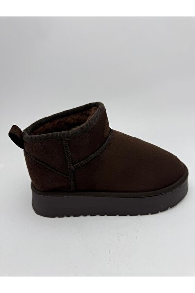 sümmy shoes Kadın Günlük Mini Bot İçi Kürklü Kalın Kışlık Taban Krem Acı Kahve Lacivert