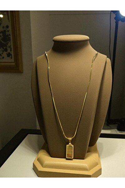 HATJJCE GOLYA Gold Çelik Külçe Detaylı Zarif Kadın Kolye – Suya Dayanıklı ve Kararmayan Gold Renk