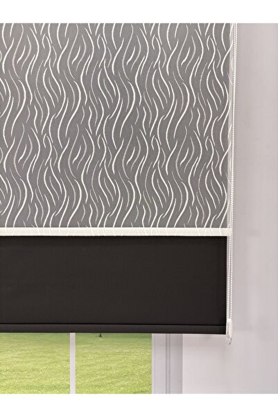 donatti perde EVA Serisi – Su Yolu Desenli Çift Mekanizmalı Siyah Perde