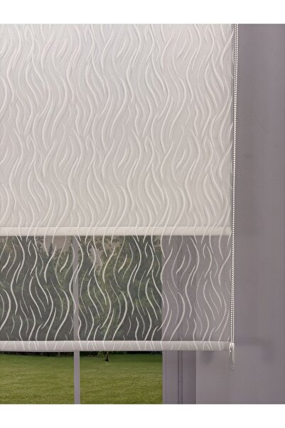 donatti perde EVA Serisi – Su Yolu Desenli Çift Mekanizmalı Beyaz Perde