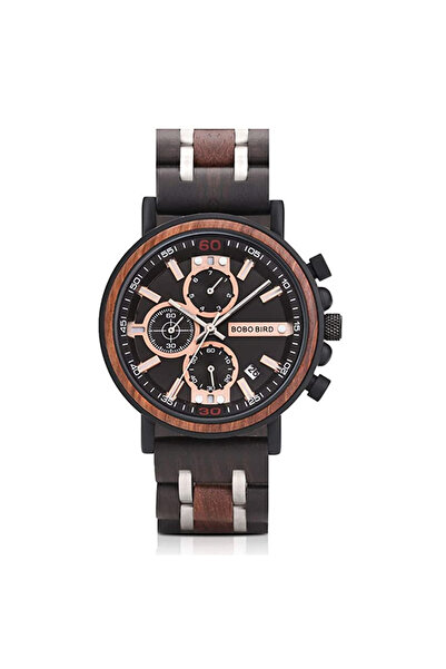 Bobo Bird Ceas bărbătesc din lemn, cronograf, afișaj dată, cuarț, analog, cas...
