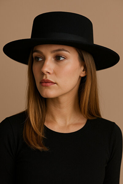 HatClub Exclusive Gondol Şapcă neagră pentru femei cu design elegant Fedora