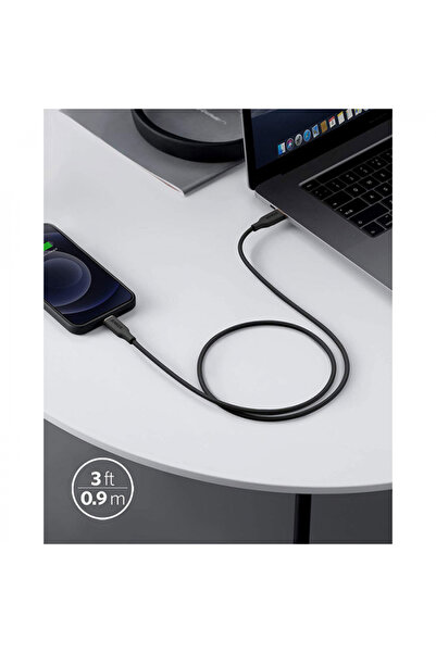 Anker كيبل أنكر USB-C إلى Lightning باورلاين90سم اسود