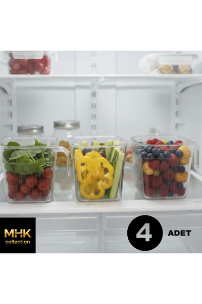 MHK Collection 4 Pieces Crystal Square Food and Food Storage Container 1.6 Lt