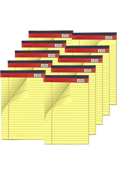 MARKQ مجموعة من 10 دفاتر كتابة بخط واحد A5 - دفتر ملاحظات قانوني أصفر للمدرسة والجامعة والمكتب