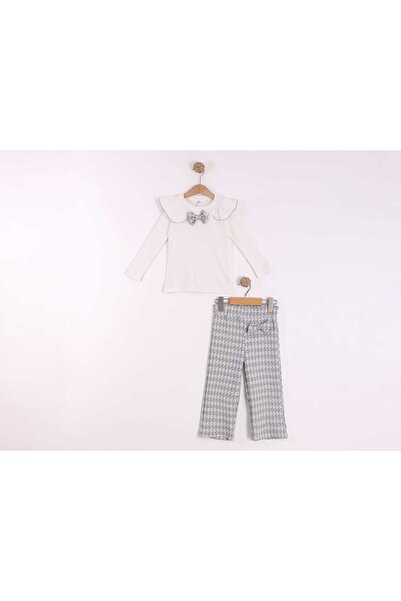 Elayza Girl's Set with Ruffled Jacquard Pants and Bodysuit, Bow Tie, Elastic Waistband, and Lycra Material.