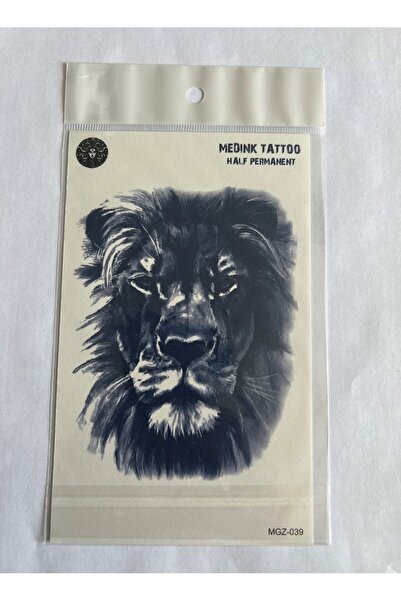 Airbrush Tattoo Aslan 18x11 cm Yarı Kalıcı Hayalet Geçici Dövme Yapıştırma Dövme