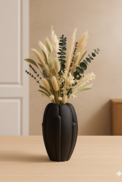 TACTIC Vază decorativă din piatră în formă modernă 16 cm – Potrivită pentru utilizare în sufragerie, birou și pe blatul mesei