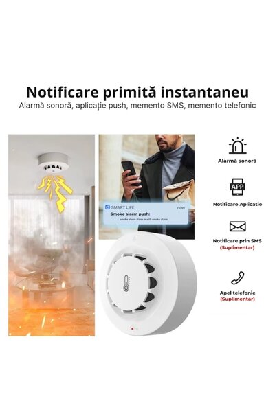 PRIMEDEO 3-in-1 smart detector for smoke, temperature and humidity, compatible with TuyaSma