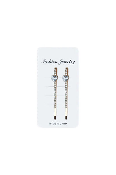 OEM Set 24 Agrafe Argintii cu Inimioare, 6cm, decorate cu cristale