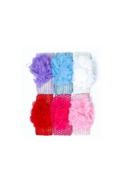 OEM Set 12 bandane elastice cu floare decorativa si perlute, multicolor, 1x7x...