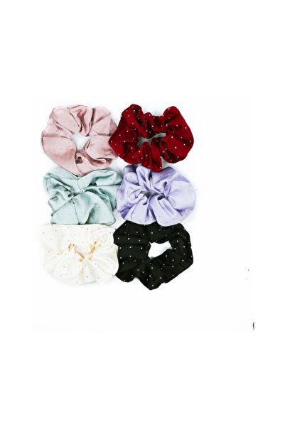 OEM Set 12 elastice de păr multicolor, satin cu strasuri, 5x12x12cm