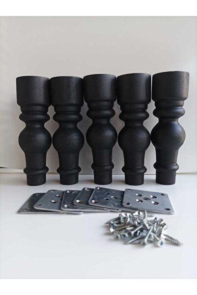 Dijital Bazar 17 CM SÜMBÜL AHŞAP TORNA AYAK SİYAH 5 Lİ