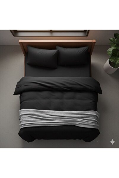 Belsina Home Tek Kişilik Siyah Yorgan Kılıfı,Nevresim & Sık Dokuma Kumaş 160x220 cm