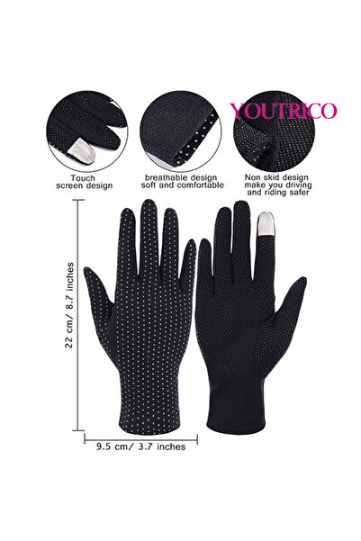 Youtrico 3 Pairs Women UV Protection Sunblock Gloves Touchscreen Gloves for Driving Riding,Sports sunscreen