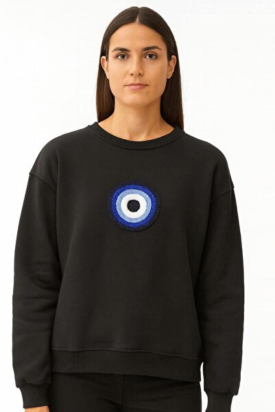 MEKA Nazar Boncuklu Bisiklet Yaka Üç İplik Sweat 5060