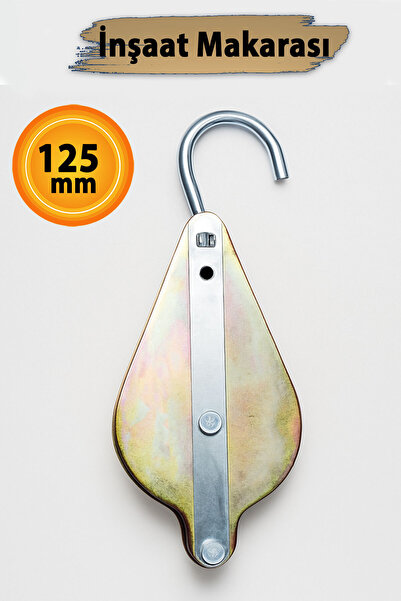 Badem10 Metal İnşaat Makarası 125 mm Dayanıklı Taşıma Yük Kaldırma Kasnak Sistemi Şantiye Vinç Aksesuarı