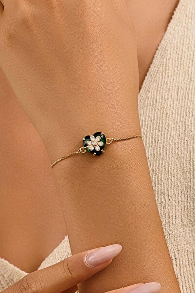 New Obsessions 18 Ayar Gerçek Altın Kaplama Kristal Taşlı Asansör Bileklik