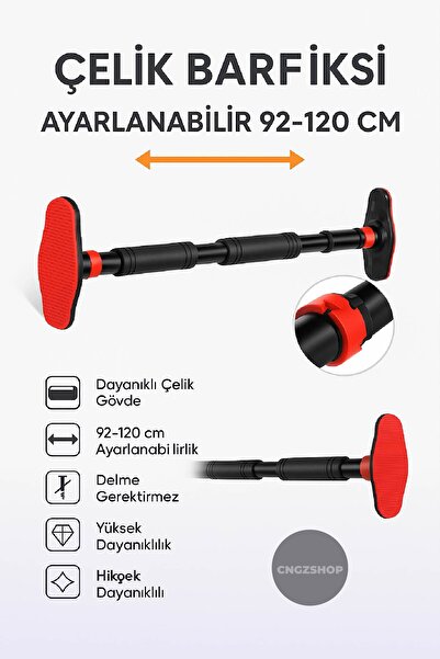 CNGZSHOP Yeni Nesil 75*100 CM Ayarlanabilir Kapı Barfiksi | Çelik Barfix Çubu...