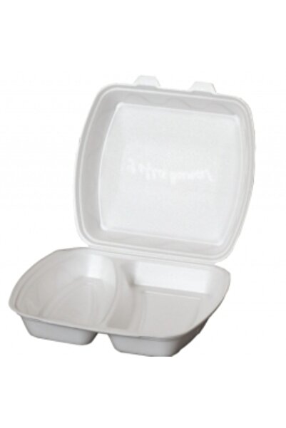 Romcarbon Caserolă unică folosință, cu 2 compartimente, polistiren expandat/1...