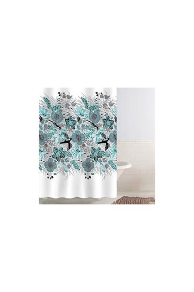 OEM White Shower Curtain with Flowers & Swallows 180x180cm