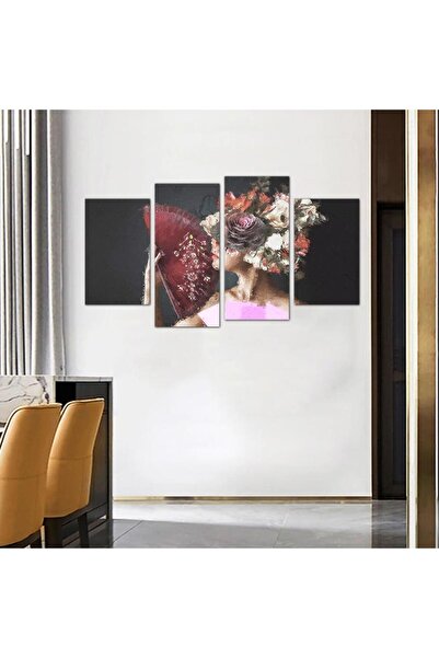 Generic لوحه جداريه مودرن رسمة إمرأه - 24041 - مقسمه أربعة قطع