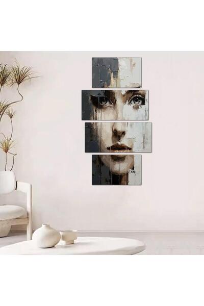 Generic لوحه جداريه مودرن رسمة إمرأه - 24066 - مقسمه أربعة قطع