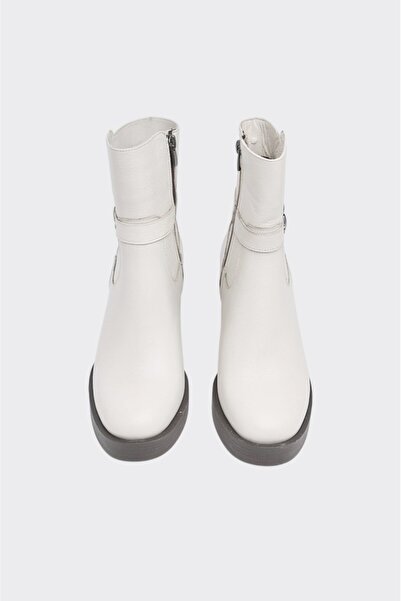 derinet Hakiki Deri Kalın Topuk Kadın Bot