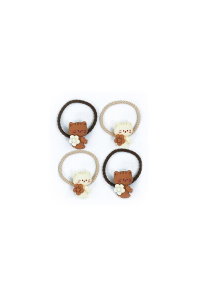 OEM Set elastice de păr cu pisicute, 10 seturi x 2 bucăți, crem și maro, 0.4x...