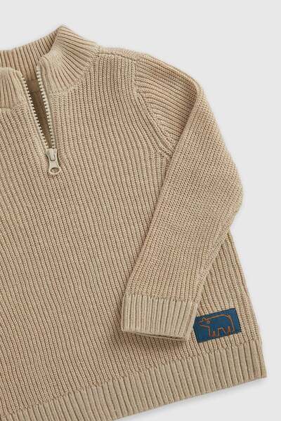 MOTHERCARE Oatmeal Funnel-Neck Knitted Jumper