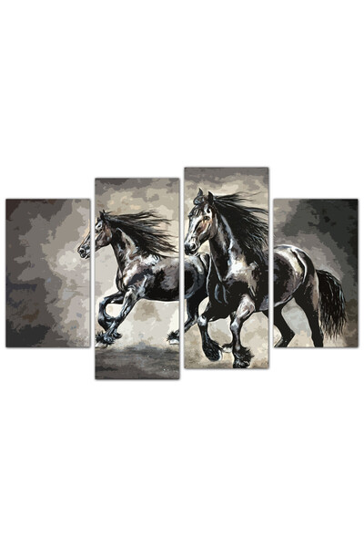 Generic لوحه جداريه - خيول - ٧٠٢ - مقسمه أربعة قطع