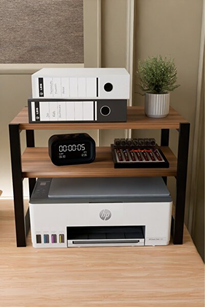 Steel Design 2 Katlı Metal Ayaklı Yazıcı ve Ofis Düzenleyici Raf – Masaüstü Standı, Dosya Klasör Organizeri