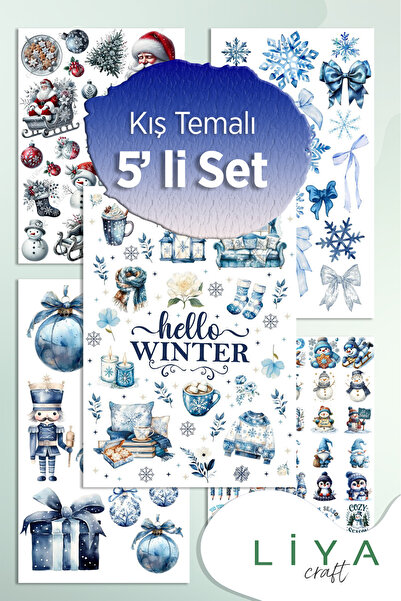 LiyaCraft 5'li Winter Sticker Planner Ajanda Bullet Journal Için Uygun Set