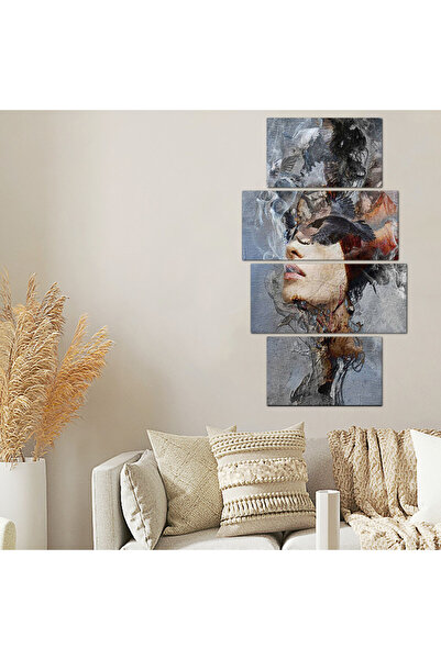 Generic Wall Panel - Abstract Art - Woman and Birds - 21023 - Divided into 4 ...