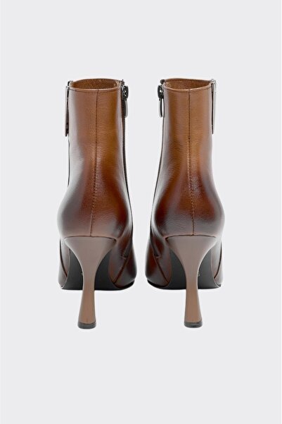 derinet Klasik Hakiki Deri Fermuarlı Kadın Bot